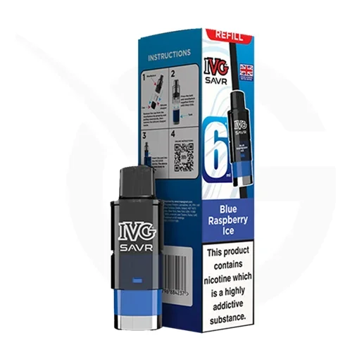 Blue Raspberry Ice Prefilled Pods By IVG SAVR + Refill Containers