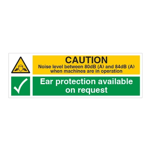 CAUTION Noise level between 80dB Sign