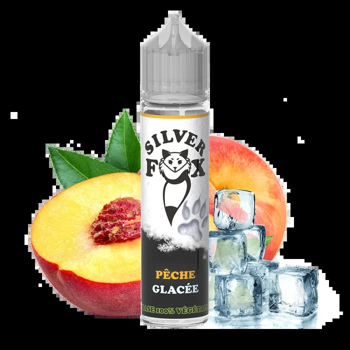 ? E-LIQUIDE PÊCHE GLACÉE – SILVER FOX 50 ML .100% VÉGÉTAL