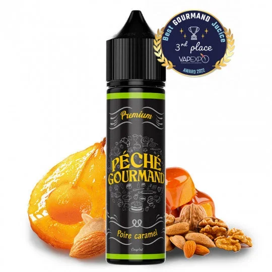?? E-LIQUIDE POIRE CARAMEL SHORTFILL FORMAT – PÉCHÉ GOURMAND BY O&rsquo;JLAB/ 50 ML.