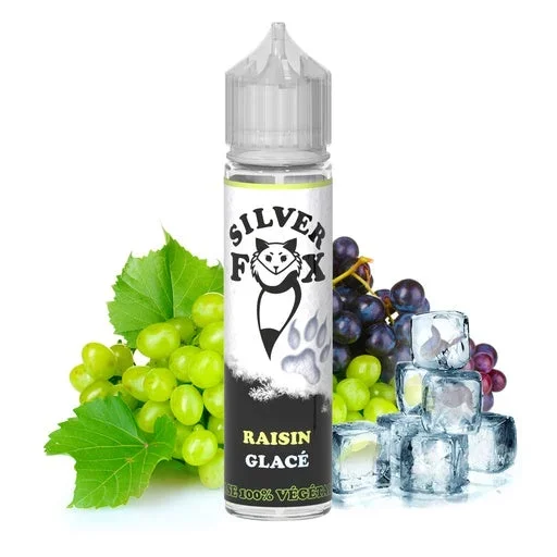 ? ❄️E-LIQUIDE Raisin GLACÉ – SILVER FOX VÉGÉTALE 50 ML.