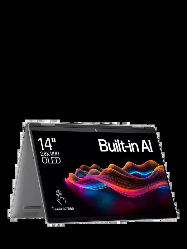 HP ENVY x360 14-fc0005na Convertible Laptop, Intel Core Ultra 5 Processor, 16GB RAM, 512GB SSD, 14” OLED Touchscreen, Meteor Silver