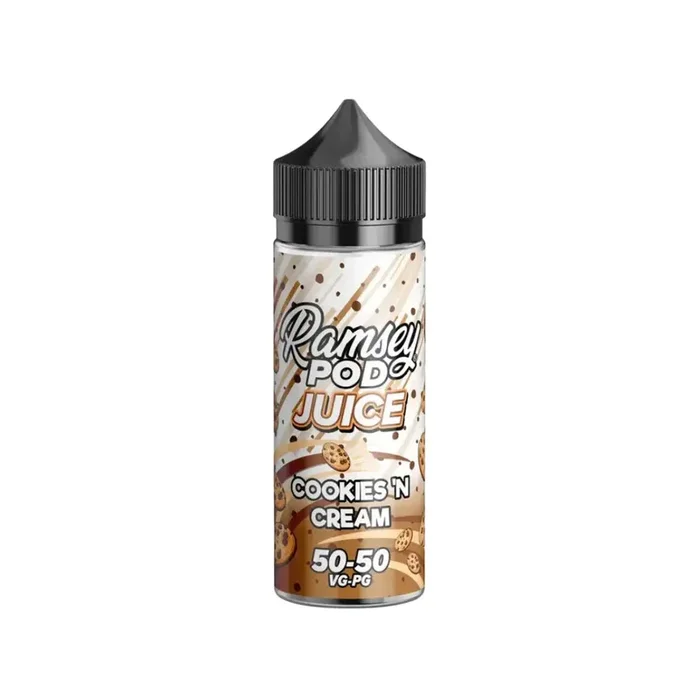 Ramsey Pod Juice Cookies &lsquo;N Cream 100ml Shortfill E-liquid